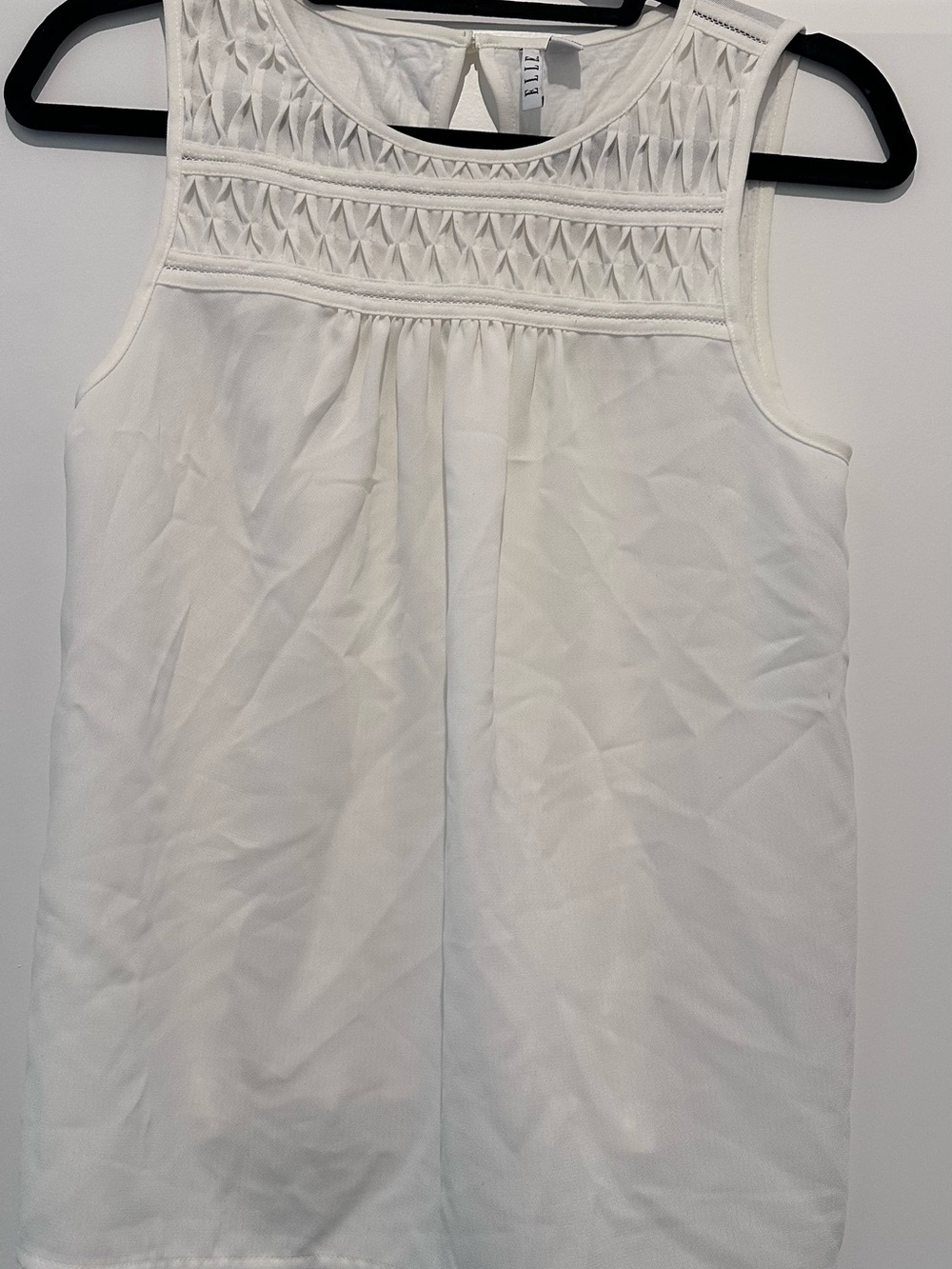 Elle Sleeveless Mixed-Media White Blouse